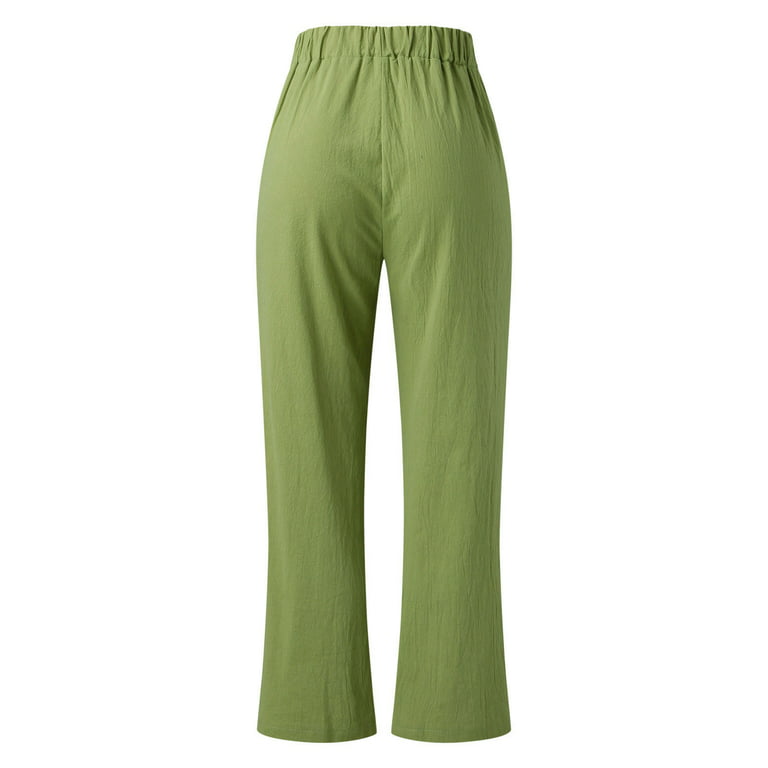 NECHOLOGY Womens Pants Pants for Women Work Casual High Waist Womens Cotton  Linen Skinny Dress Pants for Women Business Casual Green Small 