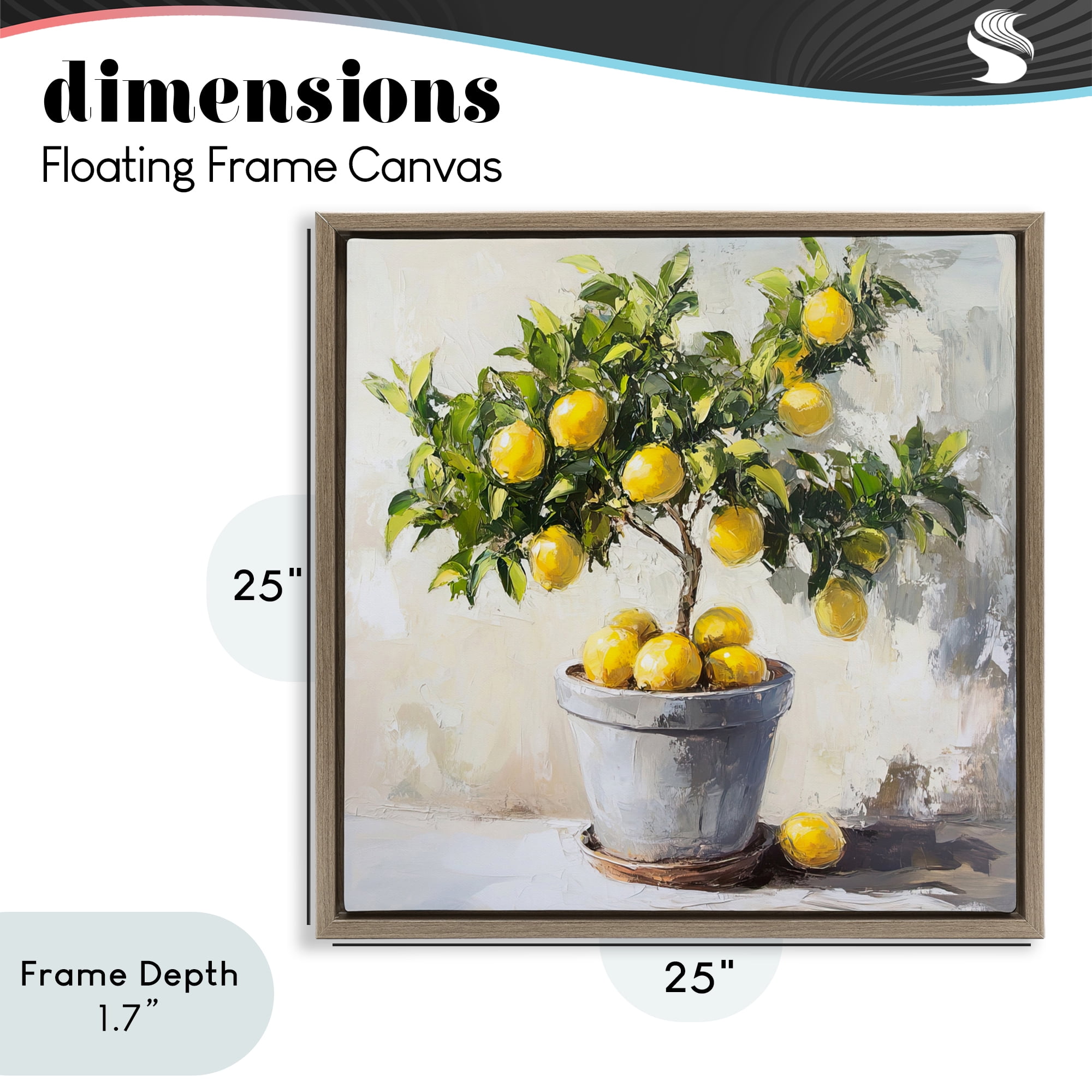 Stupell Industries Falling Lemon Tree Brown Framed Floater Canvas Wall Art, design by Tina LeCour