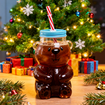 Viral 18.6oz Bear Glass Cold Cup, Bear-Shaped Cup with Straw, Perfect for Iced Coffee, Cold Brews, Cocktails, and Holiday Drinkware Gifts for Coffee Lovers,(1 Bear Cup with Straw)