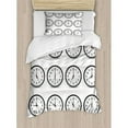 thumbnail image 3 of Clock Decor Queen Size Duvet Cover Set, Clocks with Numbers That Show Every Hour Illustration Hour and Minute Hand, Decorative 3 Piece Bedding Set with 2 Pillow Shams, Black White, by Ambesonne, 3 of 3
