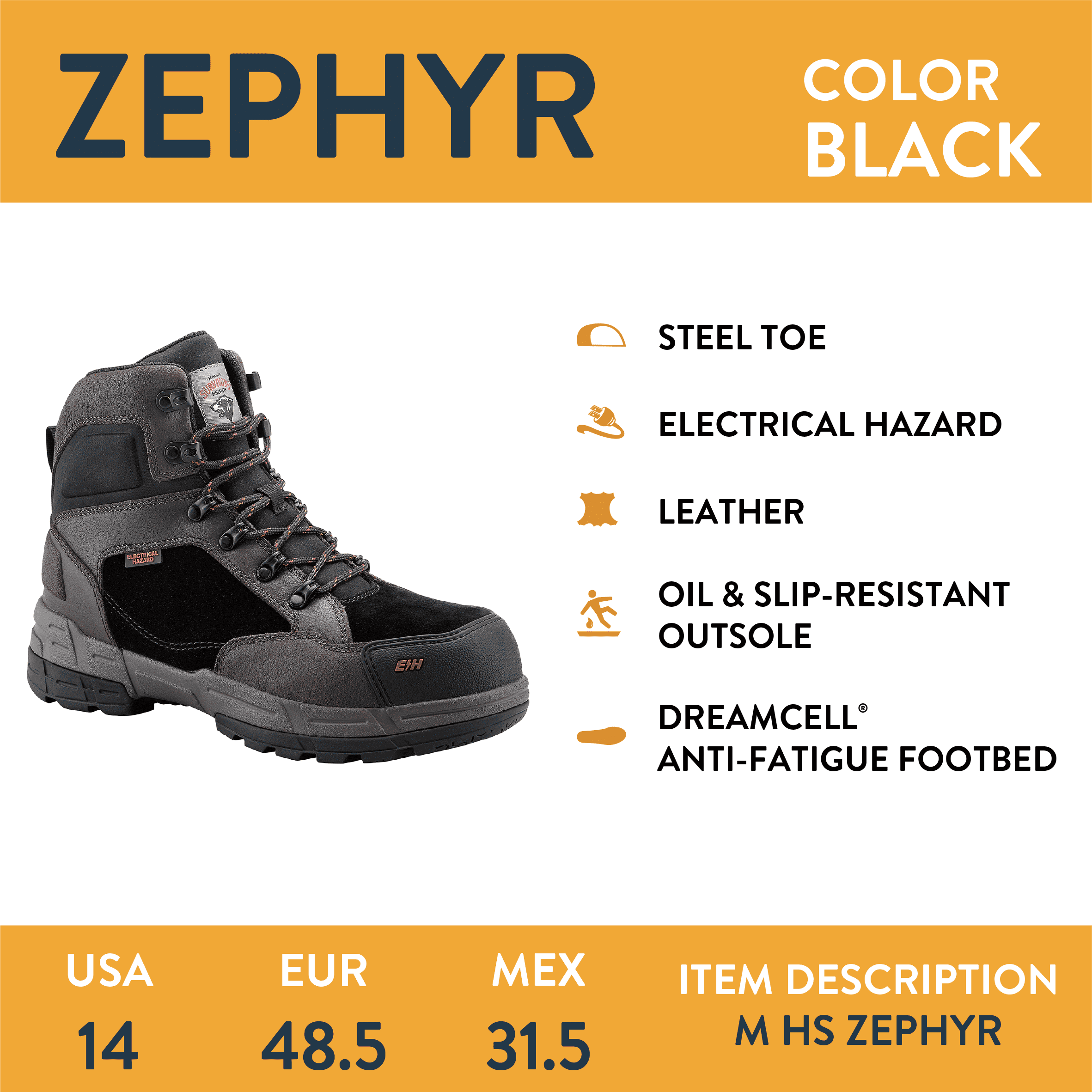 Herman Survivors Men's Zephyr Electrical Hazard 6