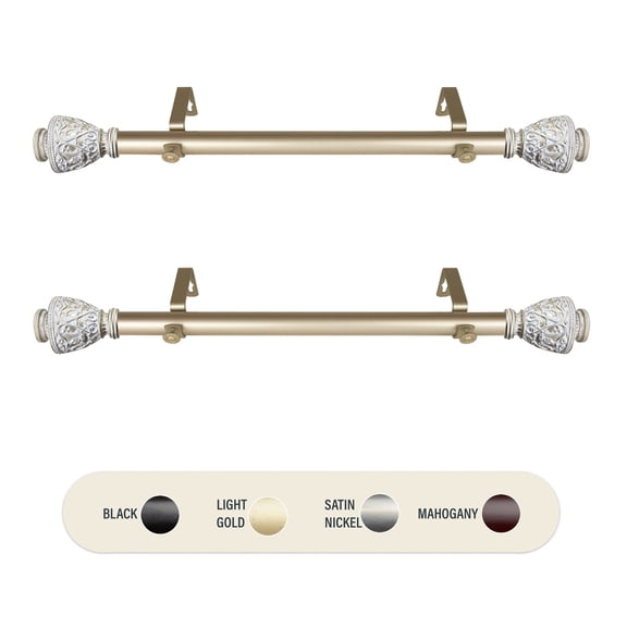 Virginia 1 inch Side Curtain Rod 12-20 inch long (Set of 2) - Gold