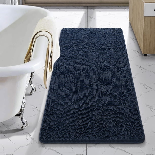 Alfombra de baño LOCHAS Luxury Shaggy de 60 x 110 cm, color azul marino