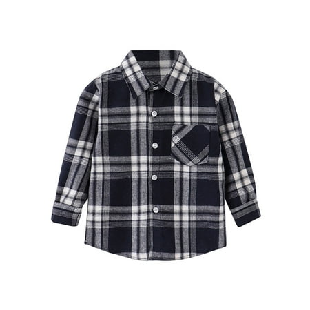

Kids Toddler Flannel Shirt Jacket Plaid Long Sleeve Lapel Button Down Shacket Baby Boys Girls Pockets Shirt Top Coat Outwear