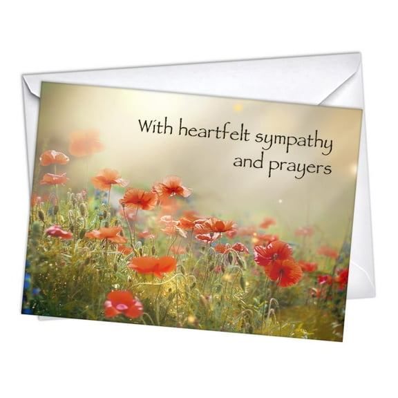 Poppies Funeral Sympathy Condolence Cards | 1 Pack Single (5x7)