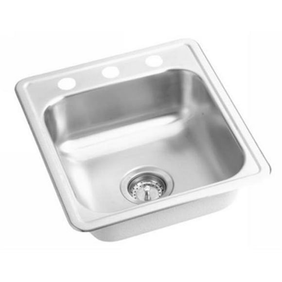 Elkay D117193 Dayton Stainless Steel 17 in. x 19 in. x 6.125 in. with 3 Holes Single Bowl Bar Sink