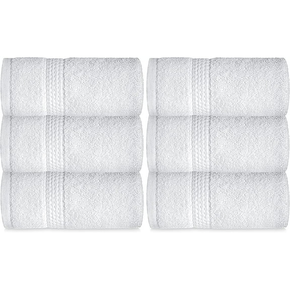 Elaine Karen Premium Cotton Bath Hand Towels for Home, Hotel & Spa, 6-Pack White