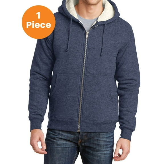 CornerStone CS625 Heavyweight Sherpa-Lined Hooded Fleece Jacket, Navy, 6XL, Mens Hoodies and Sweatshirts