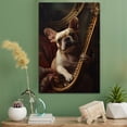 thumbnail image 2 of French Bulldog Cute Dog Harp Stretched Canvas Size 8x12 – Retro French Bulldog Dog Batter in Action With Harp for Themed Living Room, 2 of 5