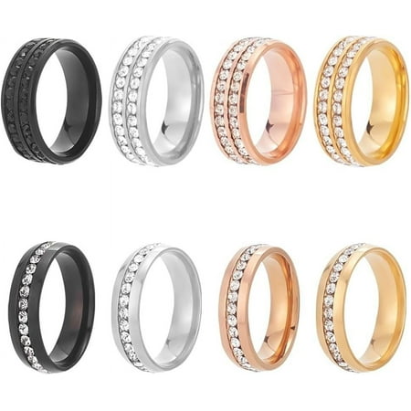 8pcs Tie Ring Tie Clasp Mens Rhinestone Tie Ring Gold Tie Ring for Men Black Silver Necktie Ring for Neck Tie Solid Tie Tacks Accessories with Shinning Stone for Wedding Jewelry Gift DIY