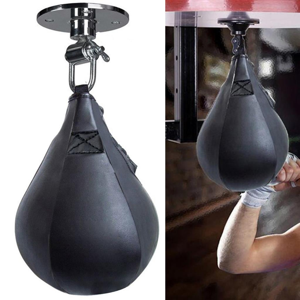 harayaa Boxing Training Package, Heavy Duty PU Leather Hanging Swivel Ball for Boxing Black