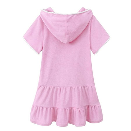 

Cathalem Size 5 Girls Little Girls Swim Cover Up Kids Swimsuit Coverup Zip Up Beach Bathing Suit Christmas Dress for Girls 10-12 Dress Pink 3-4 Years