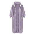 thumbnail image 3 of Baberdicy Women's Long Double-Sided Plush Coat, Thick Flannel Faux Fur Hooded Parka , Reversible Hooded Plush Coat, Fleece Faux-Fur Jacket, Winter Layer Purple 4Xl, 3 of 5