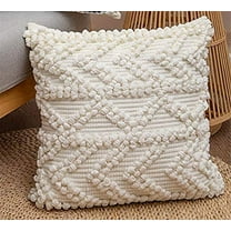 Fennco Styles Handmade Geometric Cotton Blend Decorative Throw Pillow Cover 18" W x 18" L - Blue Woven Pillow Case for Home, Couch, Bedroom, Office and Boho Décor