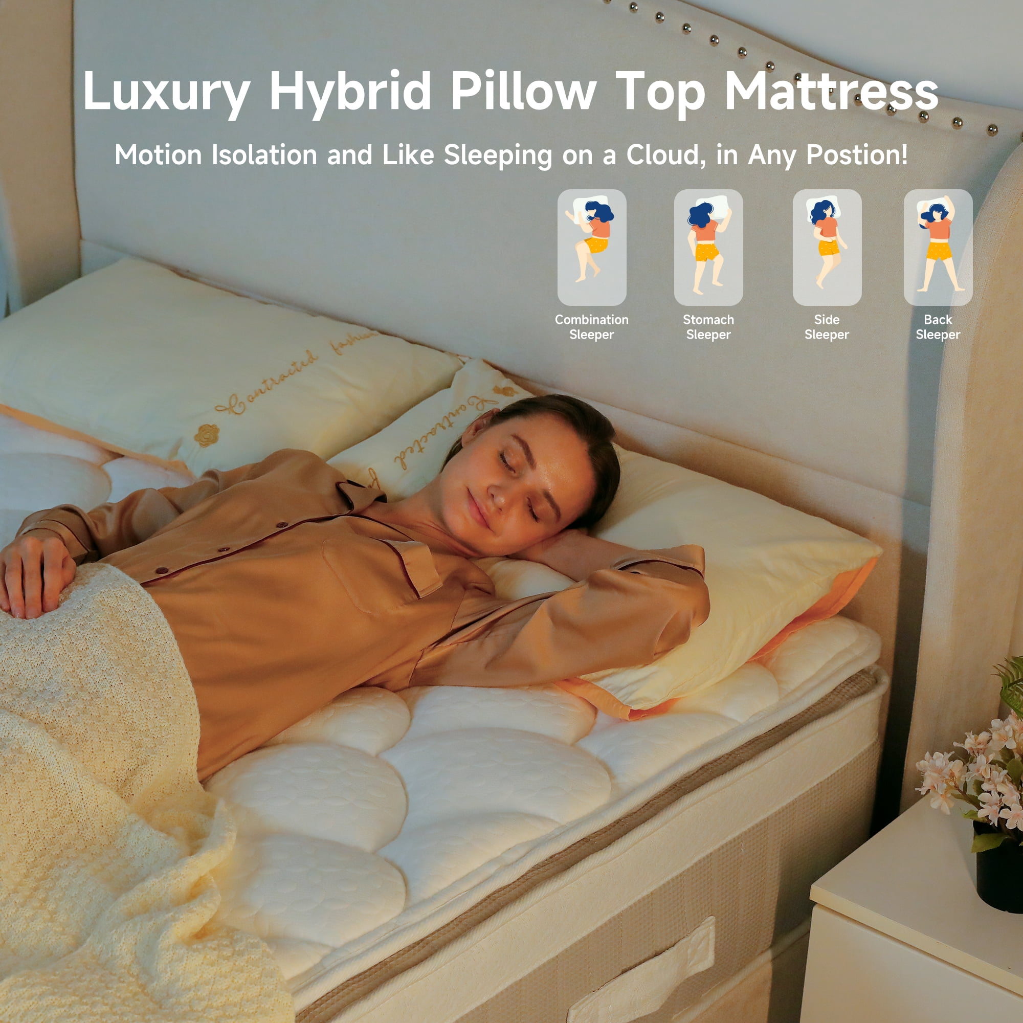 COFUNOK Queen Mattresses 12 Inch Hybrid Pillow Top Queen Size Mattress in a Box, Memory Foam and Pocket Coil Innerspring Mattresses, Cooling & Silent Sleep, Pressure Relief, Medium Feel