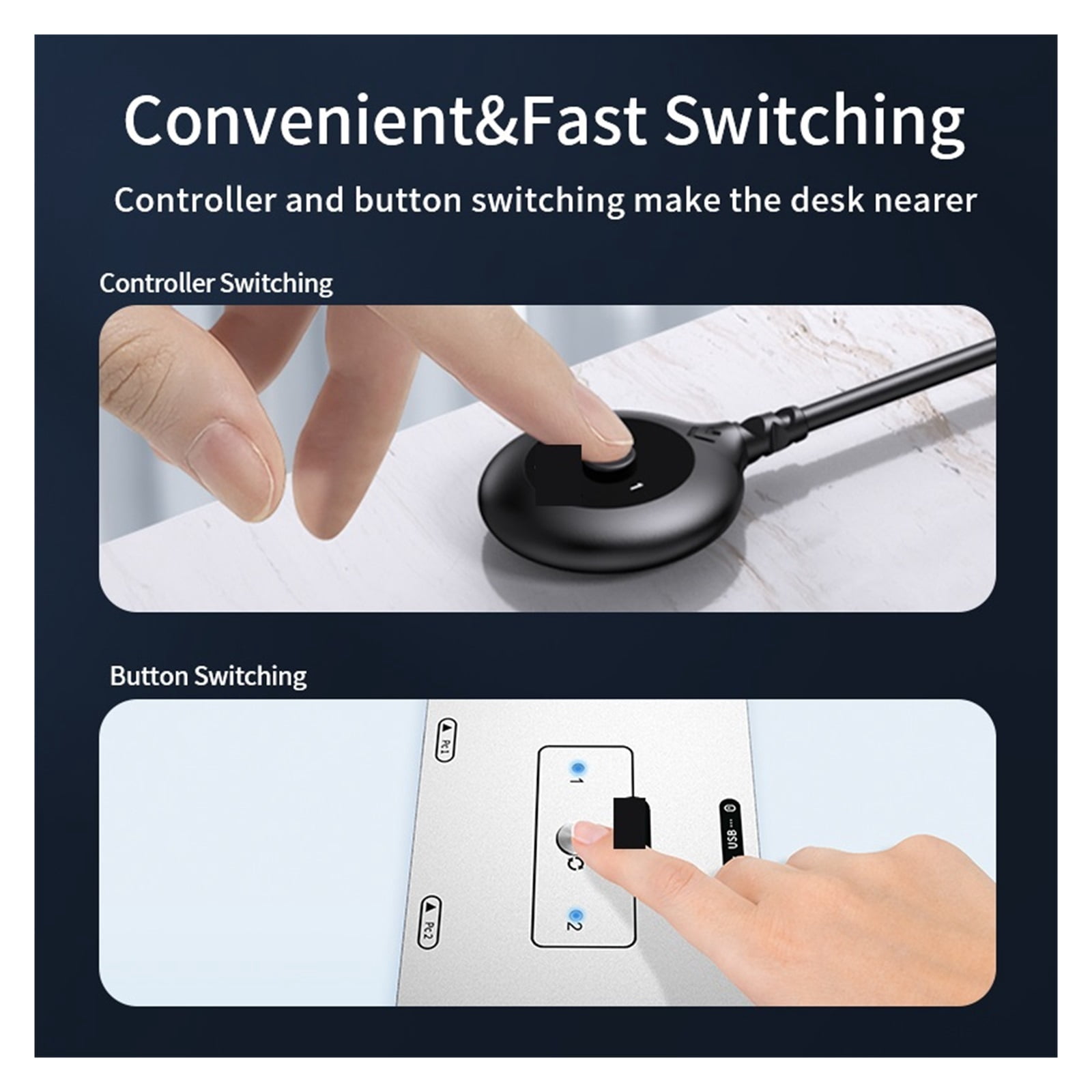 +VGA To VGA KVM Switch 2x1 1080P 60Hz Video Switcher For PC Laptop To TV Monitor Projector ,Easy to Use