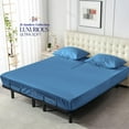 thumbnail image 6 of Js sanders 600 Tc Top Split Head Cal King Sheet Set for Adjustable beds - Sleep Number Flex Sheets - 32" Split Top 100% Sheets - Cotton Sheet Set - Mediterranean Blue - 15 inch Deep pocket, 6 of 8