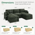 thumbnail image 2 of HONBAY Modular Sectional U Shaped Cloud Sofa, Chenille Upholstered Couch with Storage for Living Room, Green, 2 of 9