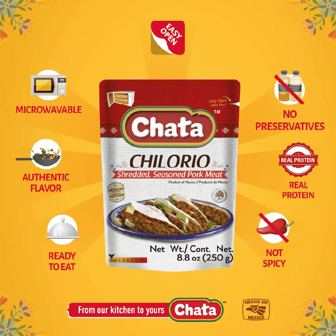 Chata Chilorio Seasoned Pork Pouch, Microwave Ready, 8.8 oz
