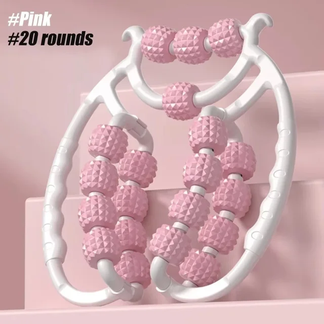 DEBGFS Rouleau de Massage Minceur pour Jambes Circulaires 20 Rondelles Outil d'Étirement Musculaire, Rose-20 Rondelles
