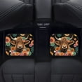thumbnail image 4 of Renewold Highland Cow Boho Floral Black Automotive Car Floor Mat for Car SUV Truck, Auto Floor Mats 4 PCS Universal Fit Auto Interior Accessories Car Interior Decoration, 4 of 7