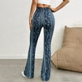 thumbnail image 6 of Atogsazn Womens Flare Leg Leggings Pants Casual Hight Waisted Yoga Pant Palazzo Stretchy Bell Bottom Trouser Outerwear Blue M Fashion, 6 of 6