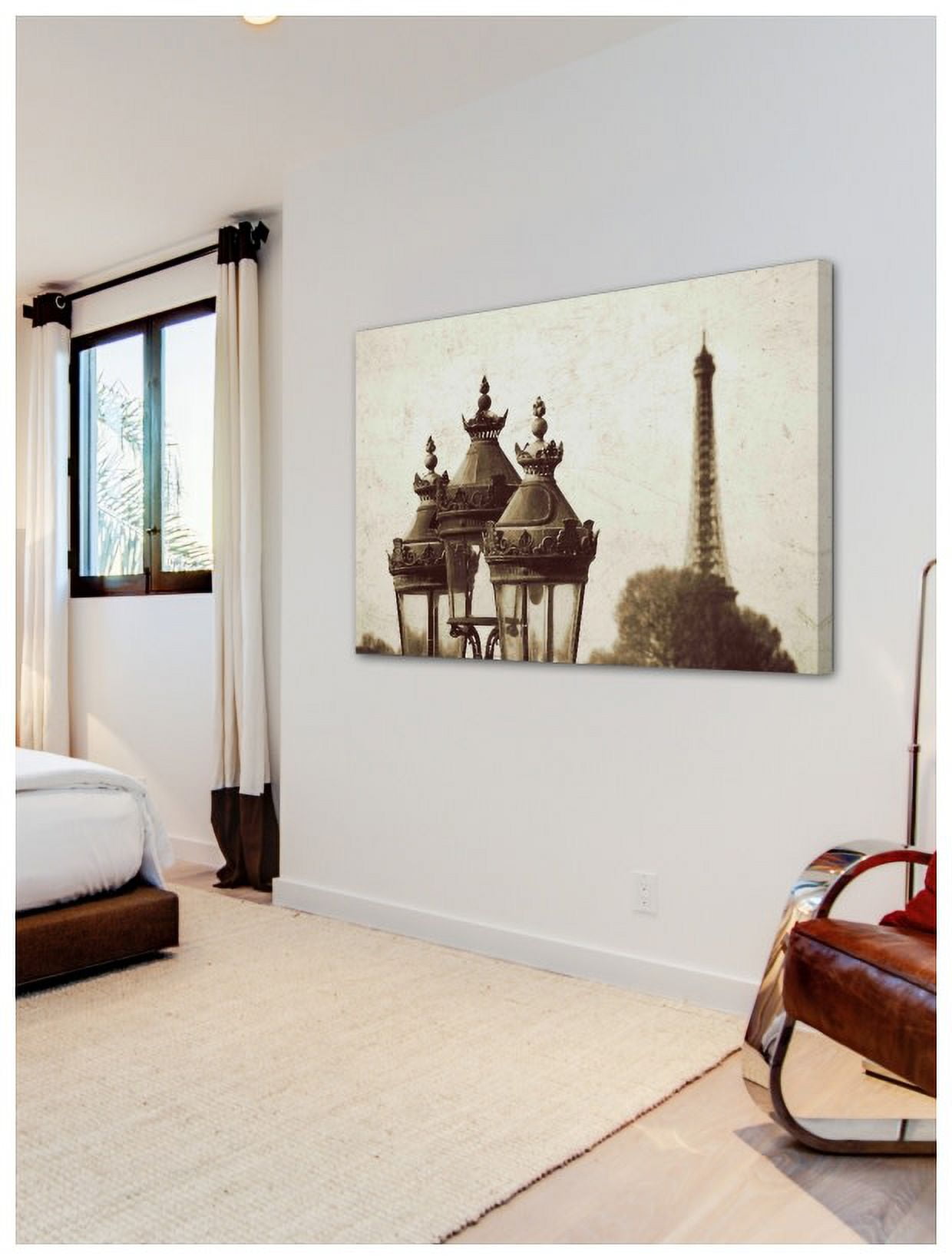"Lamps and Eiffel Tower" Painting Print on Wrapped Canvas