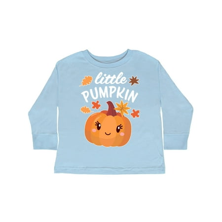 

Inktastic Cute Little Pumpkin with Fall Leaves Gift Toddler Boy or Toddler Girl Long Sleeve T-Shirt