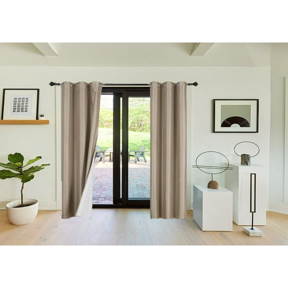 Window Curtain for Bedroom ADAM Home Decor 1 Panel Thermal 100% Blackout full Room Darkening Grommets Taupe 95" Length