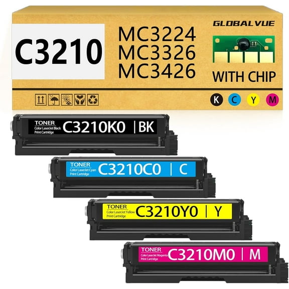 C3210 Toner Cartridges 4 Pack (with Chip) Compatible with Lexmark C3210C0 C3210K0 C3210M0 C3210Y0 Toner Cartridges for C3224 C3326 C3426 MC3224 MC3326 MC3426 Printer