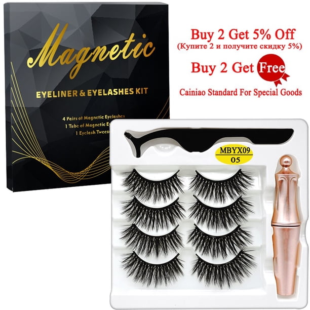 MB 4 pares 5 pestañas magnéticas juego de pinzas para delineador de ojos 3D pestañas de visón pestañas postizas artificiales naturales para Faux Cils magnetique Tan Jianjun unisex