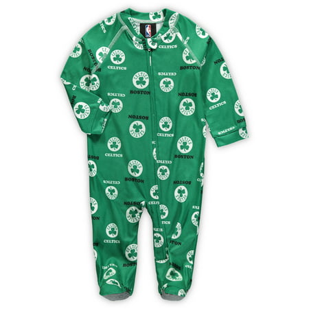 Boston Celtics Newborn & Infant Zip-Up Raglan Jumper Pajamas - Kelly Green