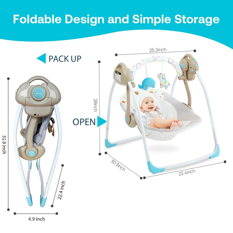 Yadala Baby Swing, Foldable Baby Swing for Infants with