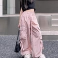 thumbnail image 5 of XXWXYD Girl's Baggy Cargo Pants Y2𝖪 Drawstring Barrel Parachute Pants High Waisted Jogger Sweatpants Streetwear Kids Girl Wide Leg Cargo Pants, 5 of 7