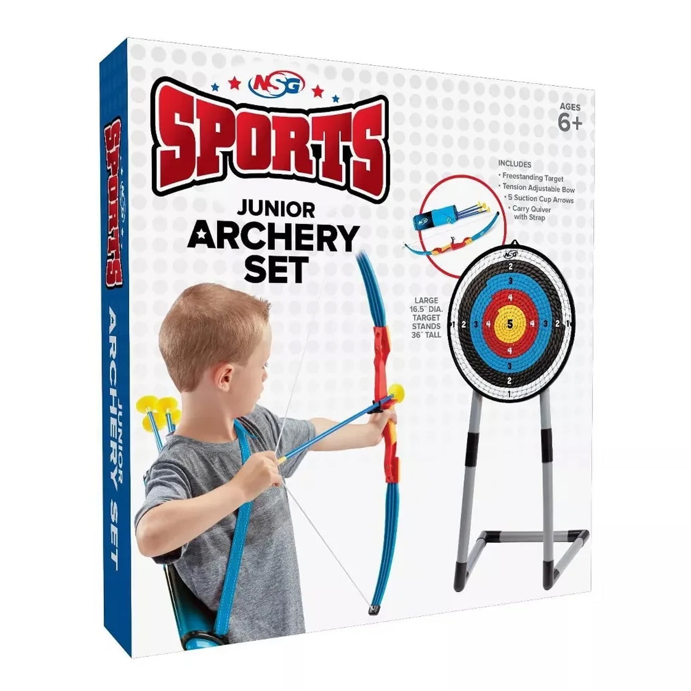 NSG Junior Archery Set with Freestanding Target and 5 Suction Cup Arrows