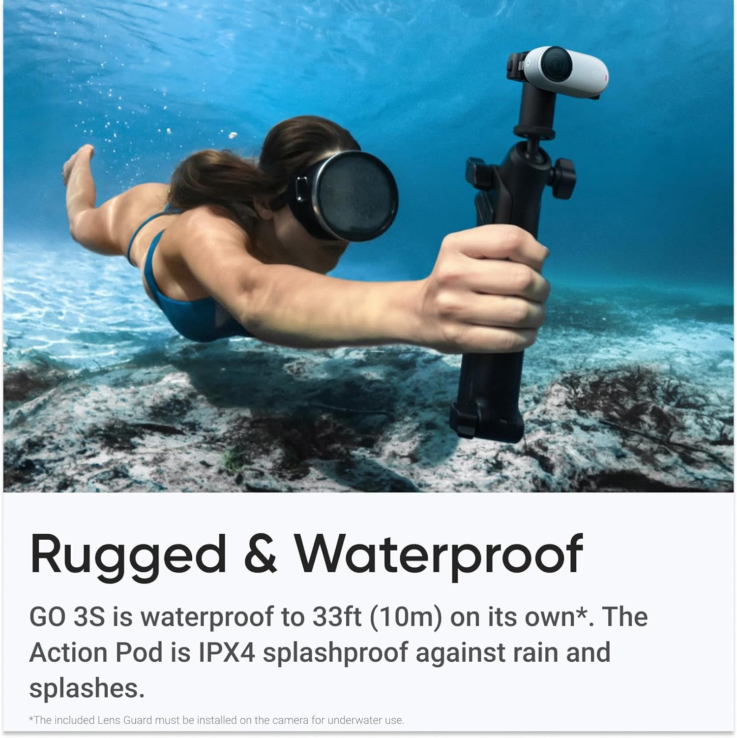 Insta 360 GO 3S (White) 64GB Tiny Mighty 4K Action Vlogging Camera, Portable, Mount Anywhere, Waterproof, Stabilization, + Action Pod and Wearable Accessories + Selfie Stick + 50-in-1 Accessory Kit