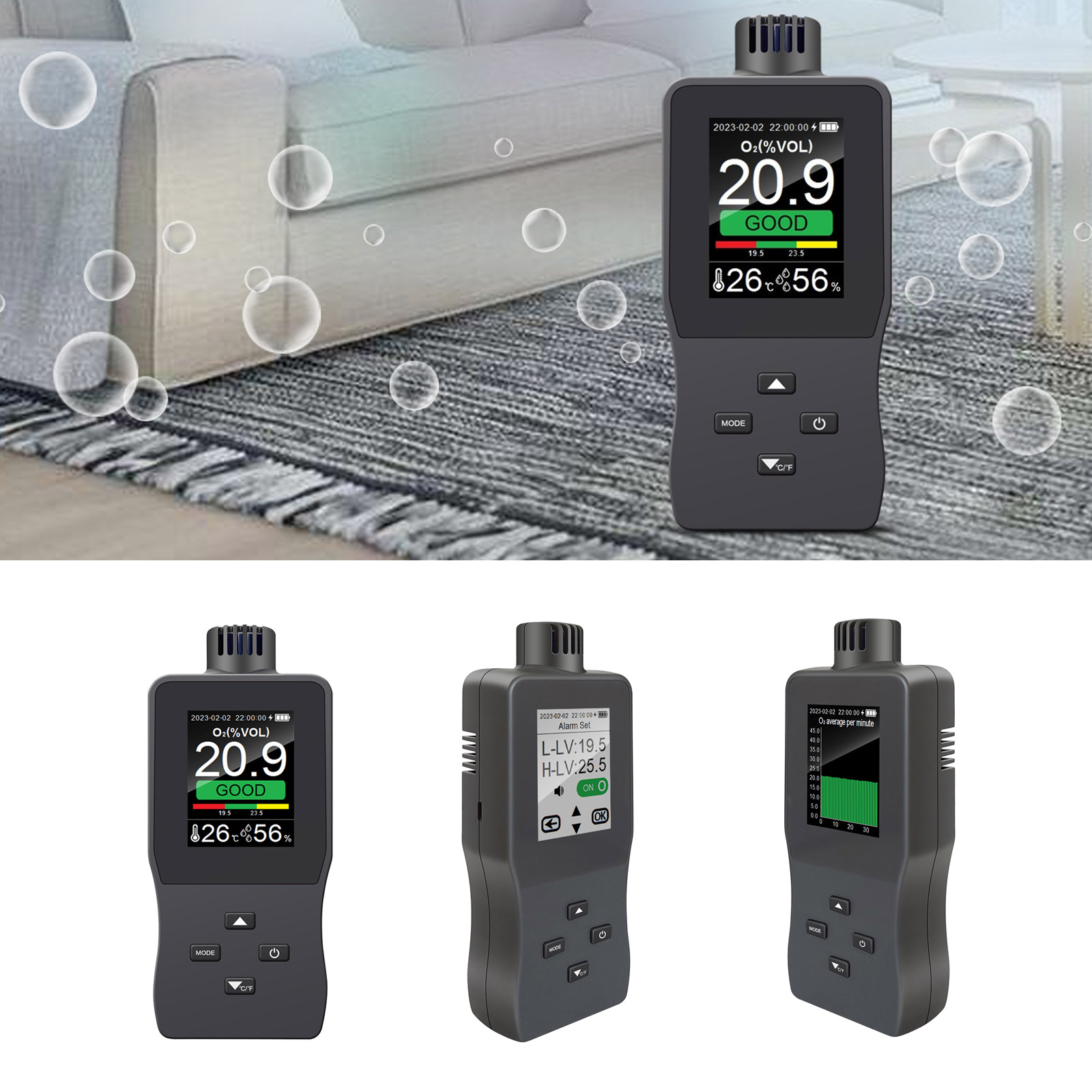 Multiple Function Analyzers Detectors for Oxygens Content and Air Quality Assessment In Various Environment