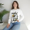 thumbnail image 3 of Retro Eagle Mascot Sweatshirt, Eagle Nation School Spirit Mom Pullover White Medium, 3 of 7