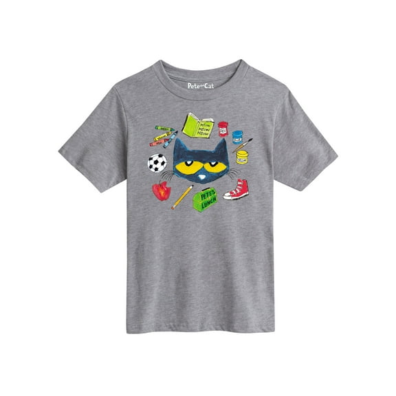 Pete The Cat - With School Stuff - Youth Short Sleeve Graphic T-Shirt