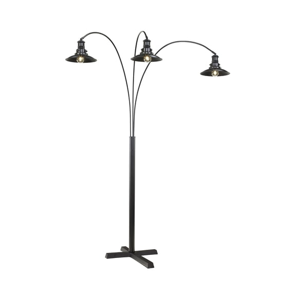 Signature Design by Ashley Sheriel Metal Arc Floor Lamp, Black, Adjustable 3-Light Floor Lamp with Dimmer Switch