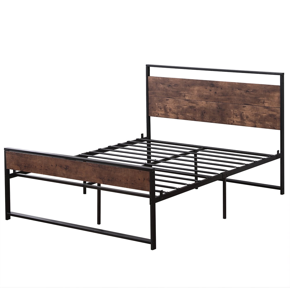 Kepooman Retro Style Black Metal Double Bed Frame Bed with Foot Black, 56.3"L x 15.75"W x 5.31"H, Full Kepooman Retro Style Black Metal Double Bed Frame Bed with Foot Black, 56.3"L x 15.75"W x 5.31"H, Full
