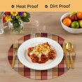 thumbnail image 4 of Red Brown Plaid Round 15 Inch Placemats Set of 4, Modern Abstract Ombre Gingham Checkered HeatResistant Non Slip Place Mats for Dining Table, Wipeable Braided Kitchen Table Mats for Housewarming, 4 of 9