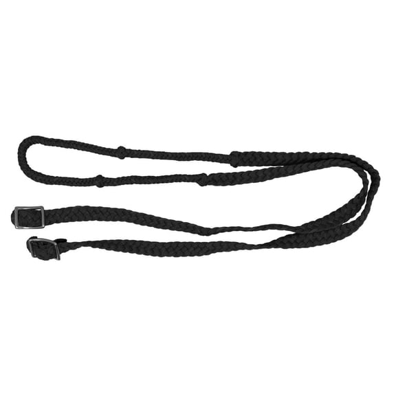 Showman 7' Long Braided Nylon Barrel Reins w/ Easy Grip Knots (Black)