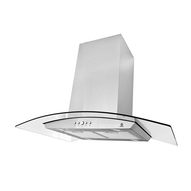 Campana Supra Isla de Cristal Curvo 90 cm Acero Inoxidable