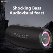Zealot bluetooth speaker,IPX6 Outdoor speakers waterproof wireless, 80W high volume, deep bass, Bluetooth 5.3, LED light, wireless stereo pairing, 30 hours of playback time, suitable for home/outdoor