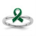 thumbnail image 2 of Auriga Fine Jewelry 925 Sterling Silver Green Enameled Awareness Ribbon Ring for Women Size 7, 2 of 6