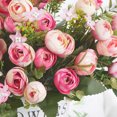 thumbnail image 3 of Ramo de flores artificiales para el hogar, oficina, escritorio, tela de seda, decoración floral falsa, ramo de capullos de rosa, rosa oscuro 3 piezas seitruly ZHF0580-02, 3 of 5