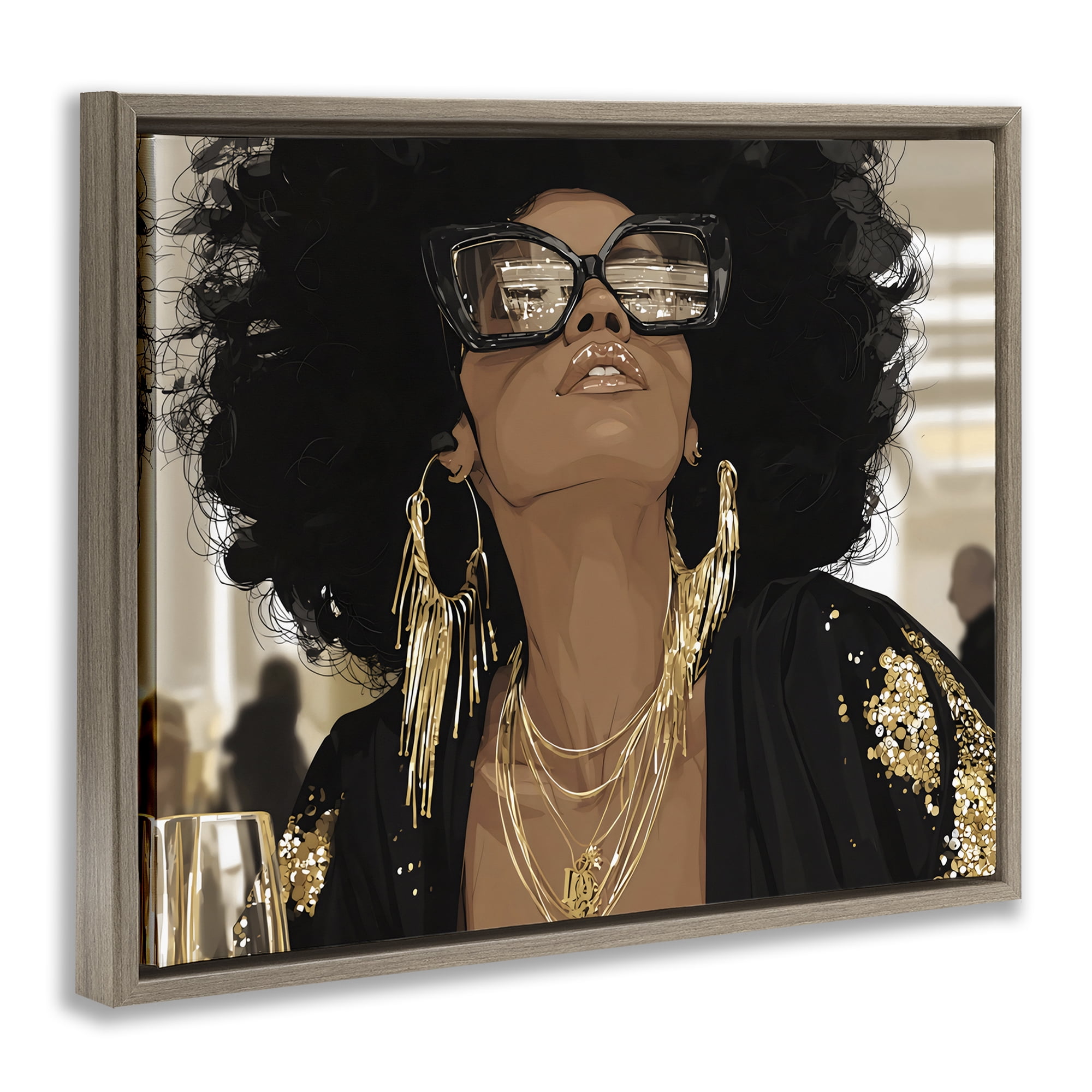 Stupell Industries Full Of Confidence Beautiful Woman Brown Framed Floater Canvas Wall Art, design by Franklyn Gregory