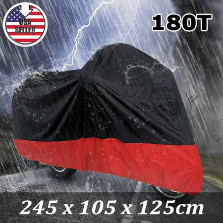 - XL Black+Red Motorcycle Cover For Harley Davidson XL Sportster 1200 Custom Fatboy FLSTF