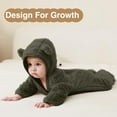 thumbnail image 4 of Baby Girls Boys Hooded Jumpsuit Bear Ear Rompers Long Sleeve Zipper Warm Outfits Children's Winter Coat for Girls Boys 0-3 Months, 4 of 4